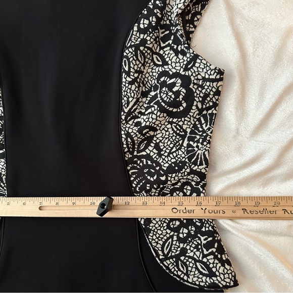 Uccé Black White Sheath Fitted Dress 10 NWT cap sleeve USA career modest formal - Picture 7 of 12
